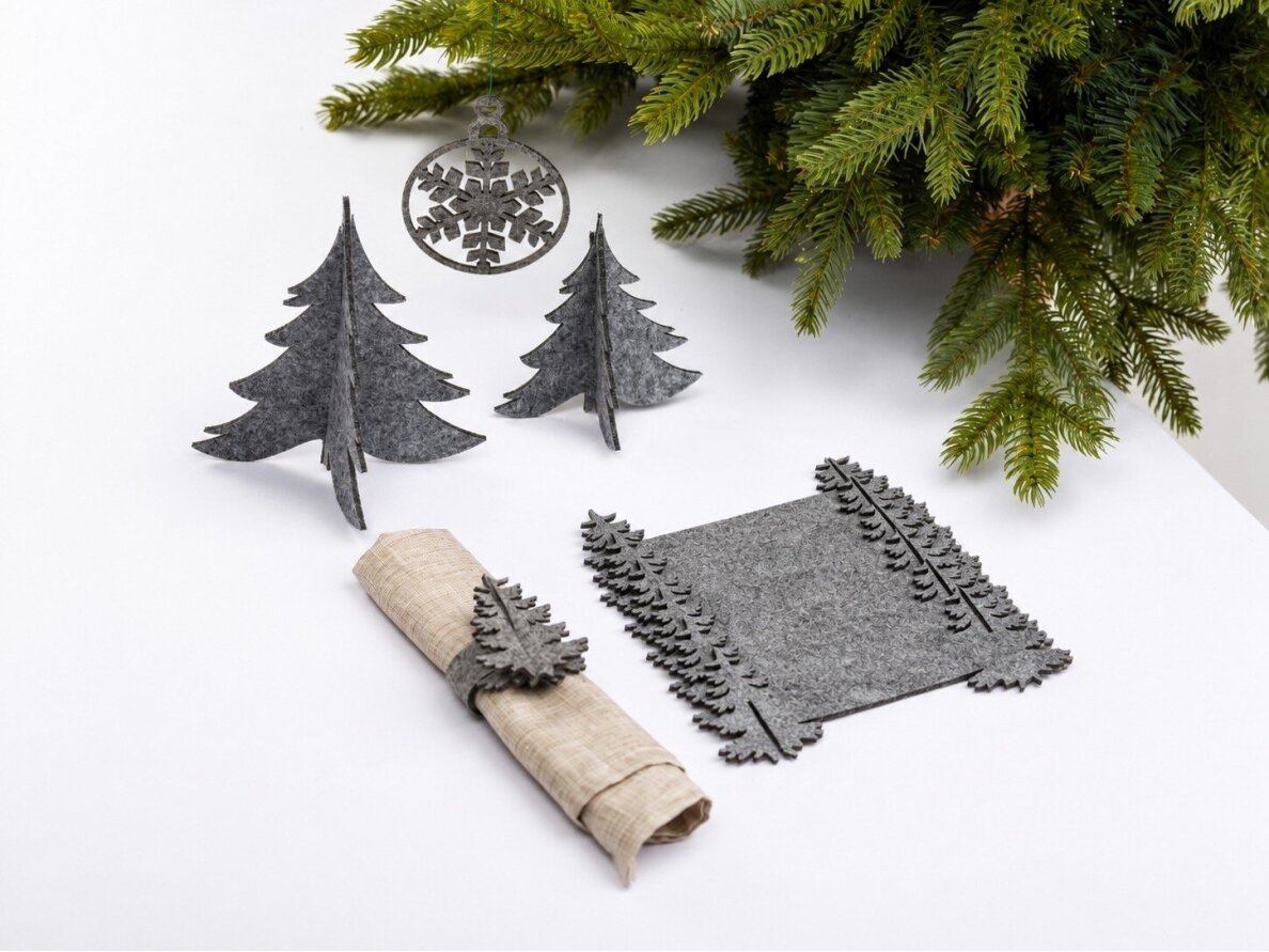 Christmas table decorations "Christmas tree" light gray 1