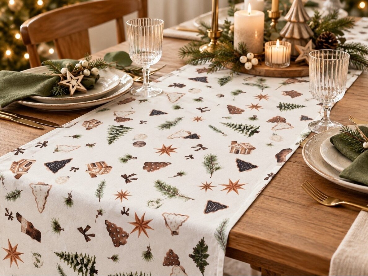 Christmas table runner XMAS COOKIES 1