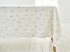 Christmas tablecloth 'CHRISTMAS TREES', white, softened linen