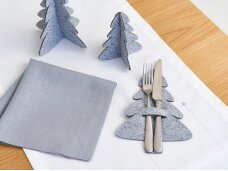 Christmas cutlery holder "Snowy Christmas tree" gray