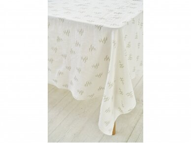 Kalėdinė staltiesė lininė „Eglutės”, balta minkštinta