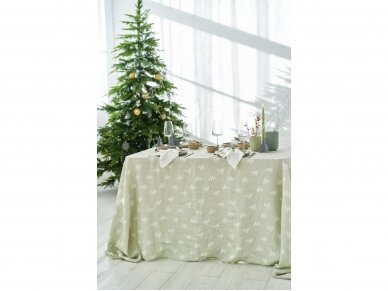 Kalėdinė staltiesė minkštinto lino „Eglutės”, samaninė
