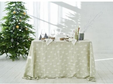 Kalėdinė staltiesė minkštinto lino „Eglutės”, samaninė 5