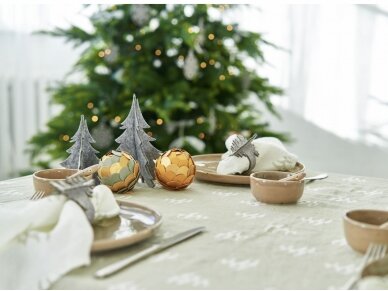 Kalėdinė staltiesė lininė „Eglutės”, balta minkštinta