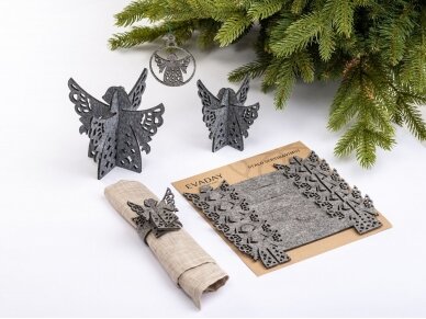 Kalėdiniai stalo papuošimai „Angelas“, šviesiai pilka 2
