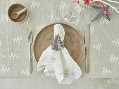 Christmas edition | Softened linen napkin FIR, white colored 7