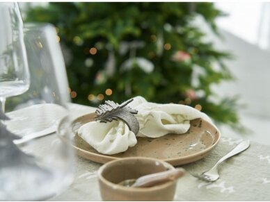 Christmas edition | Softened linen napkin FIR, white colored 8