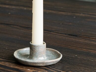 Ceramic candlestick, gray 1