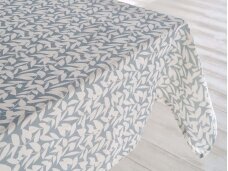 Softened linen tablecloth 'Blue Leaves'