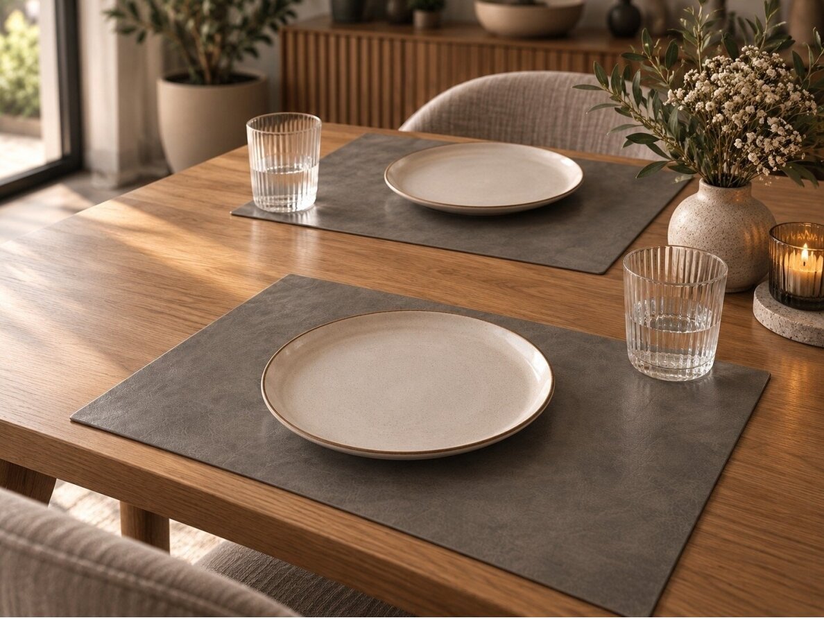 Leather Placemat DARK GREY 1