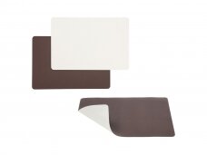 Dual-Sided Leather Placemat WHITE/BURGUNDY