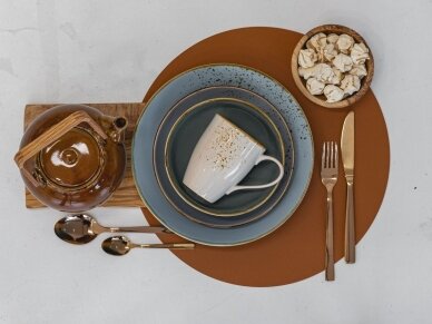 Dual-Sided Leather Placemat BLACK/CARAMEL 3