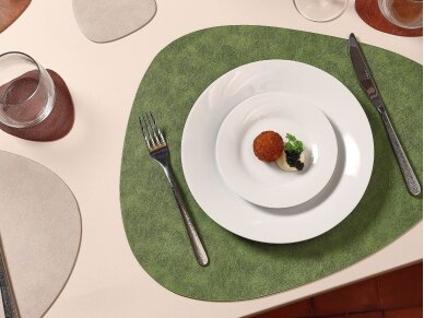 Leather Placemat round GREEN 1