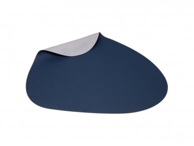 Dual-sided leather placemat GREY/BLUE