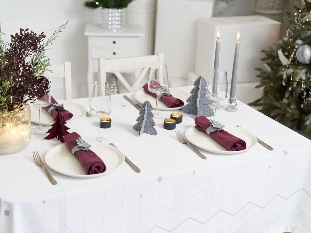 Napkin rings "Snowy Christmas tree" light gray 2