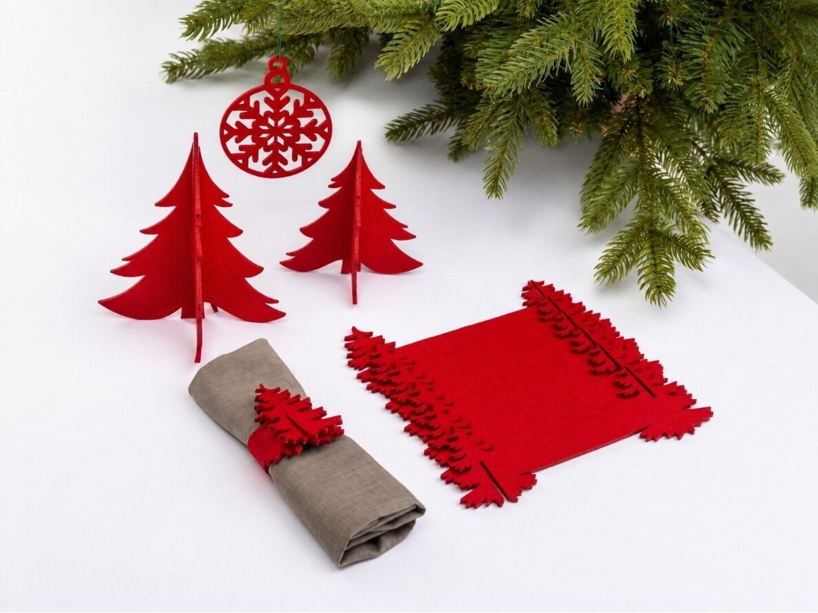 Napkin rings "Christmas tree" red 1