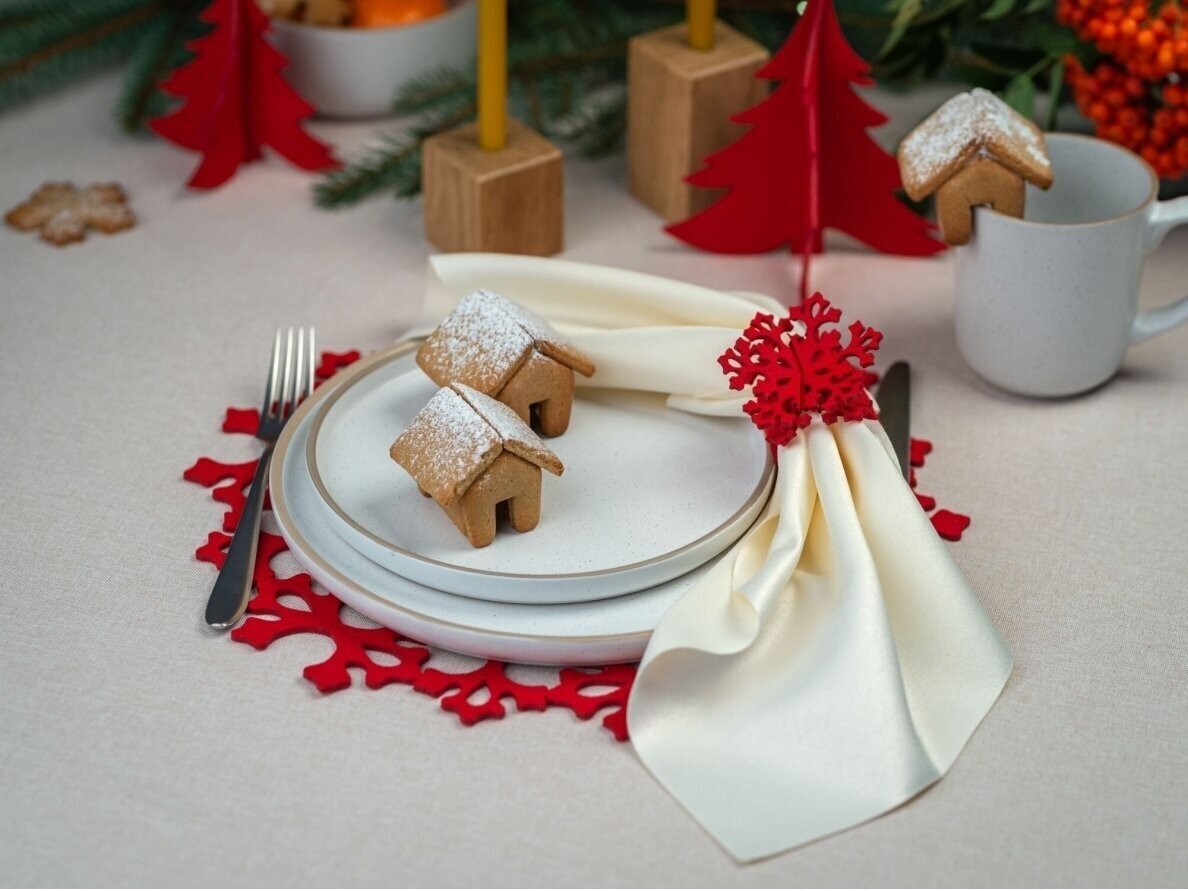 Napkin rings "Snowflake" red 2