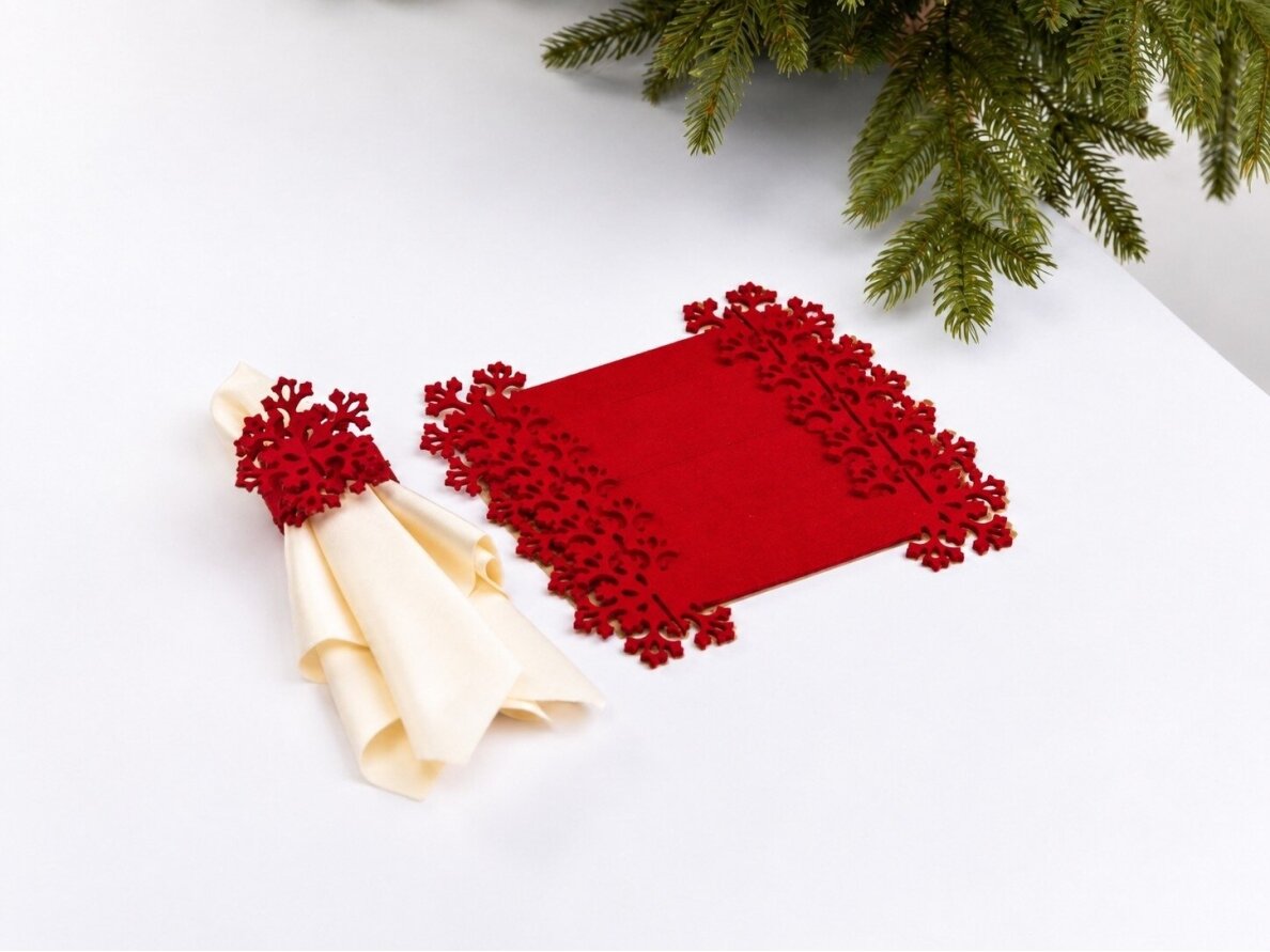 Napkin rings "Snowflake" red