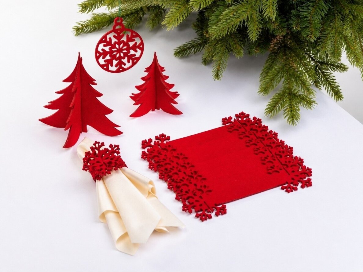 Napkin rings "Snowflake" red 1