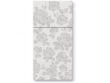 Airlaid Cutlery Pouch SUBTLE ROSES SILVER