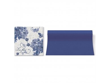 Servetėlės mėlynos Airlaid, Linen roses blue