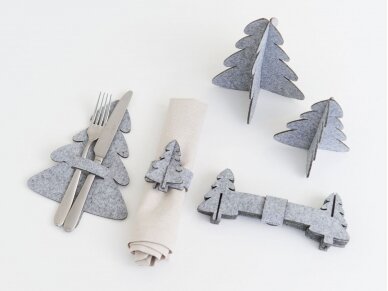 Napkin rings "Snowy Christmas tree" light gray 4