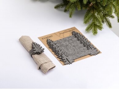 Napkin rings "Christmas tree" light gray