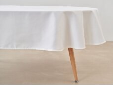 White, round tablecloth SATEN