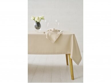 Latte colored tablecloth SATEN 3