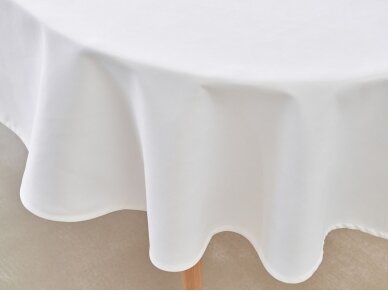 White, round tablecloth SATEN 2