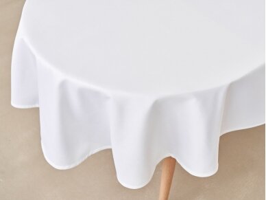 White, round tablecloth SATEN 3