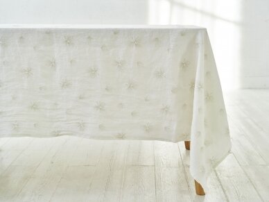 Softened linen tablecloth „Švelnus pūkelis”, white color