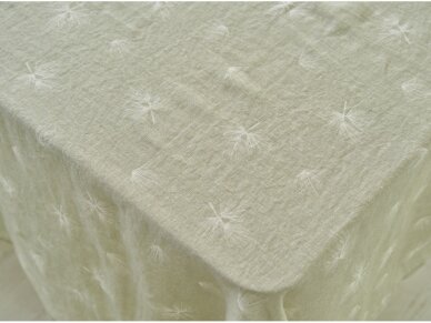 Softened linen tablecloth "Švelnus pūkelis", soft moss color 1