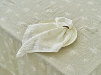 Softened linen tablecloth "Švelnus pūkelis", soft moss color 4