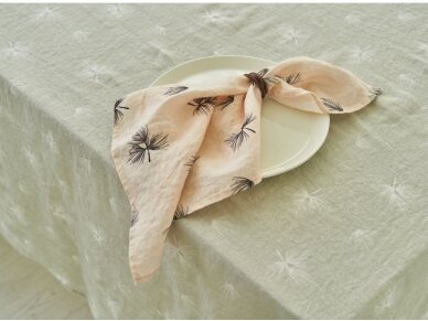 Softened linen tablecloth "Švelnus pūkelis", soft moss color 5