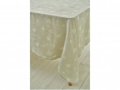 Softened linen tablecloth "Švelnus pūkelis", soft moss color 2