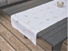 Table runner LAMINA white with flowers
