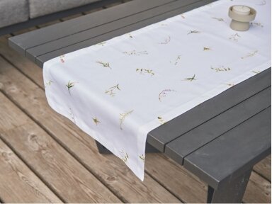 Table runner LAMINA white with flowers
