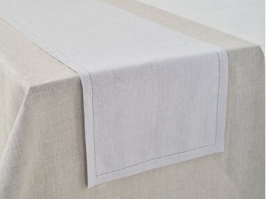 Table runner, striped linen, NATURAL ROSE