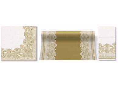 Airlaid Tablerunner ROYAL LACE GOLD 1