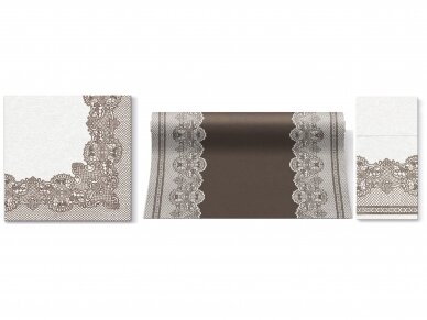 Airlaid Tablerunner ROYAL LACE BROWN 1