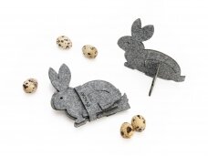 Easter table decoration "Sitting bunny", 2 pcs., gray
