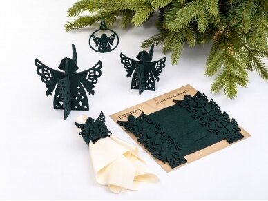 Kalėdiniai stalo papuošimai „Angelas“, tamsiai žalia