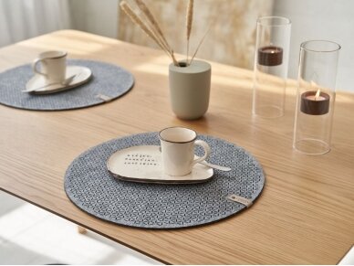 Felt placemat STELLE, round shaped, gray colored 3