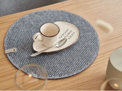 Felt placemat STELLE, round shaped, gray colored 4