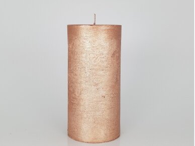 Žvakė dekoruota bronzinės spalvos,  Ø 7 cm